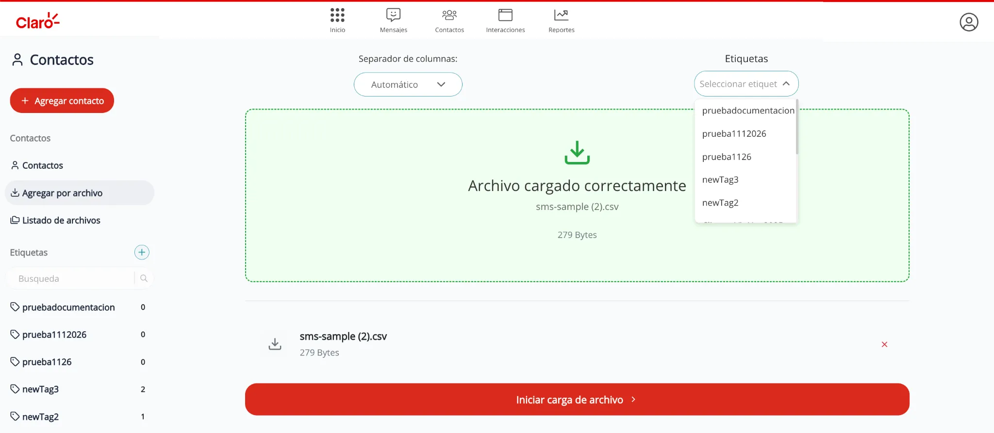 Creación de etiquetas