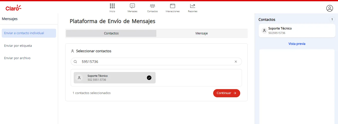 Seleccion de contactos